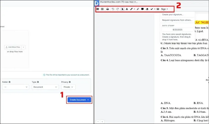 Thao tác chỉnh sửa nội dung file PDF trực tiếp trên giao diện của DocHub