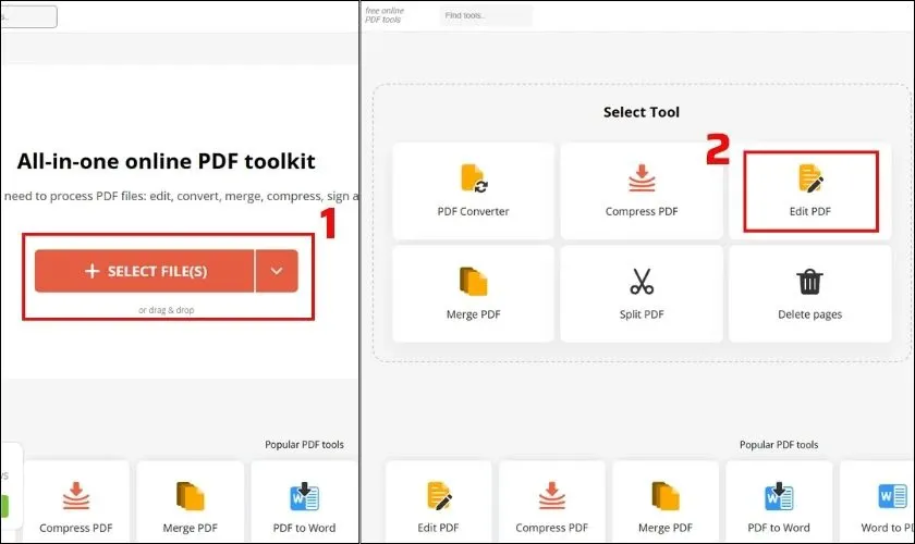Chọn công cụ &quot;Edit PDF&quot; trên PDF Candy để bắt đầu quá trình chỉnh sửa
