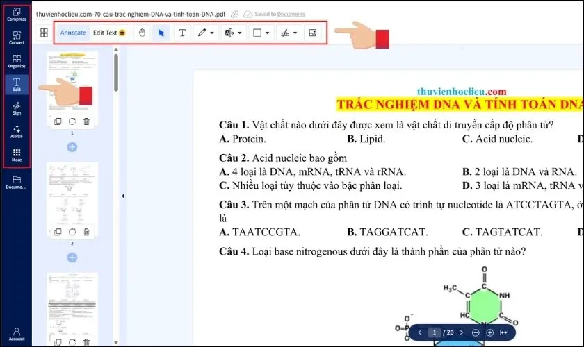 Chỉnh sửa nội dung file PDF trực tiếp trên giao diện của Smallpdf.com
