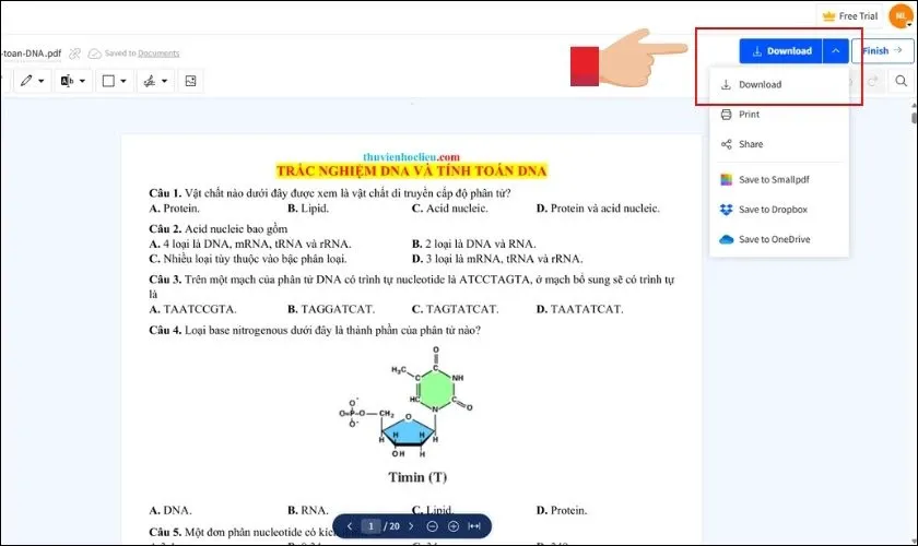 Tải xuống file PDF đã chỉnh sửa từ Smallpdf về máy tính của bạn