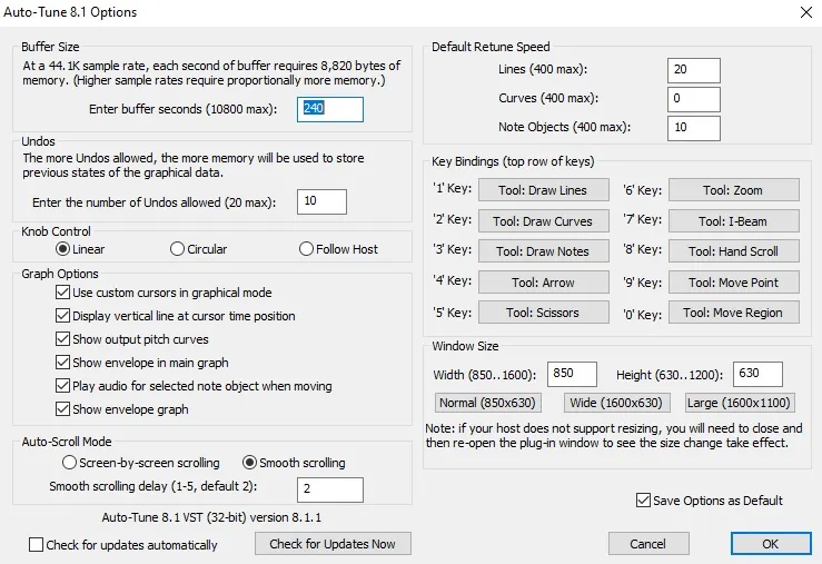 Tùy chỉnh các lựa chọn nâng cao trong chế độ Graphical Mode của Auto Tune trên máy tính