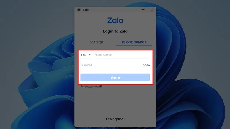 Máy tính A đăng nhập Zalo ứng dụng