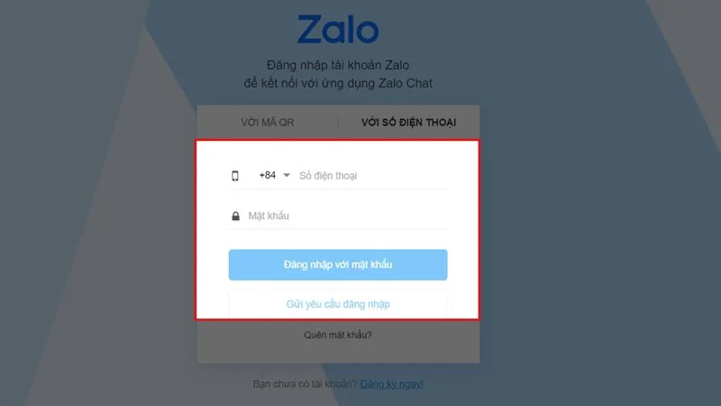 Máy tính B đăng nhập Zalo trình duyệt