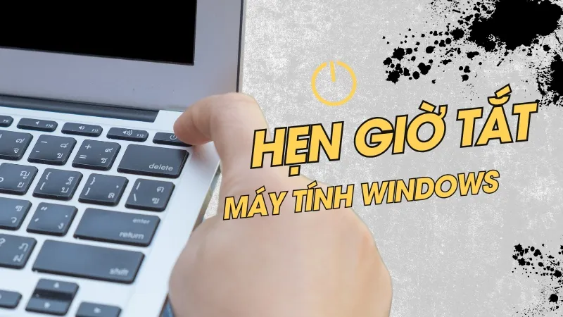 Laptop hiển thị giao diện Windows minh họa cách cài máy tính tự tắt khi không sử dụng hiệu quả