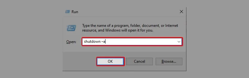 Hủy lệnh hẹn giờ tắt máy tính khi không sử dụng thông qua hộp thoại Run