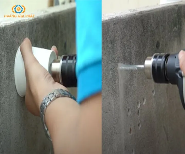 Cách hứng bụi khi khoan tường