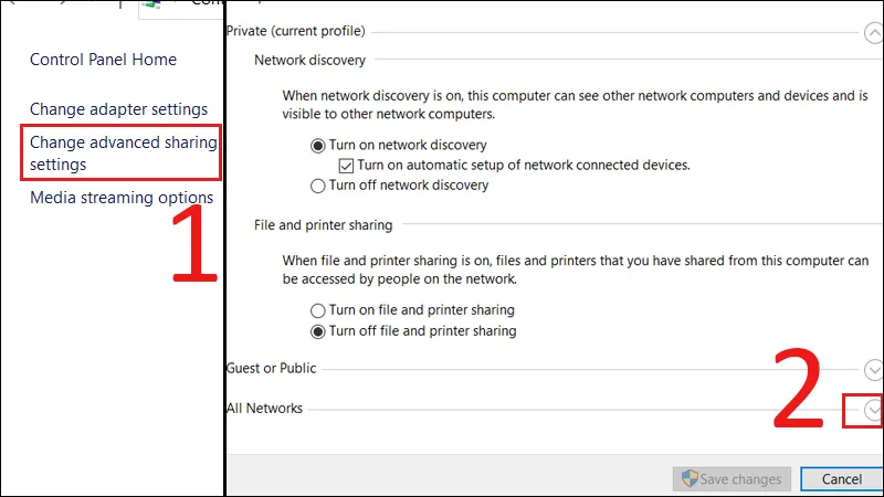 Tìm mục All Networks và nhấn vào mũi tên đi xuống