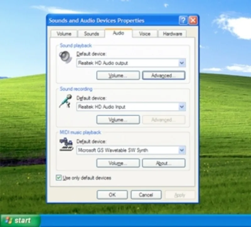 Chọn thiết bị Bluetooth trong mục Sound playback để kết nối với máy tính Windows XP
