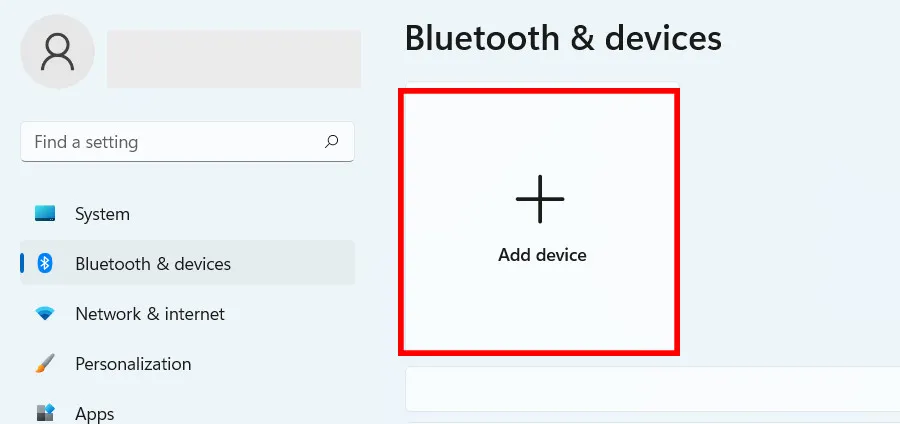 Chọn &quot;Add device&quot; và sau đó chọn &quot;Bluetooth&quot; để bắt đầu quá trình ghép nối