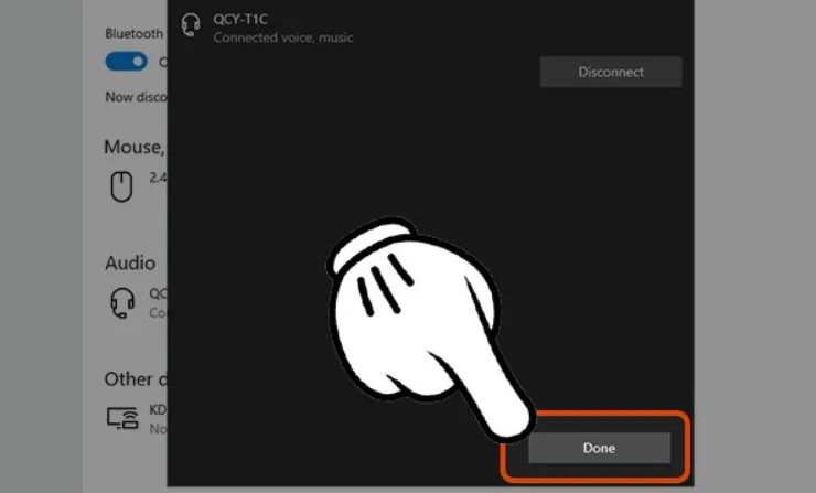 Xác nhận kết nối Bluetooth thành công sau khi hoàn tất các bước