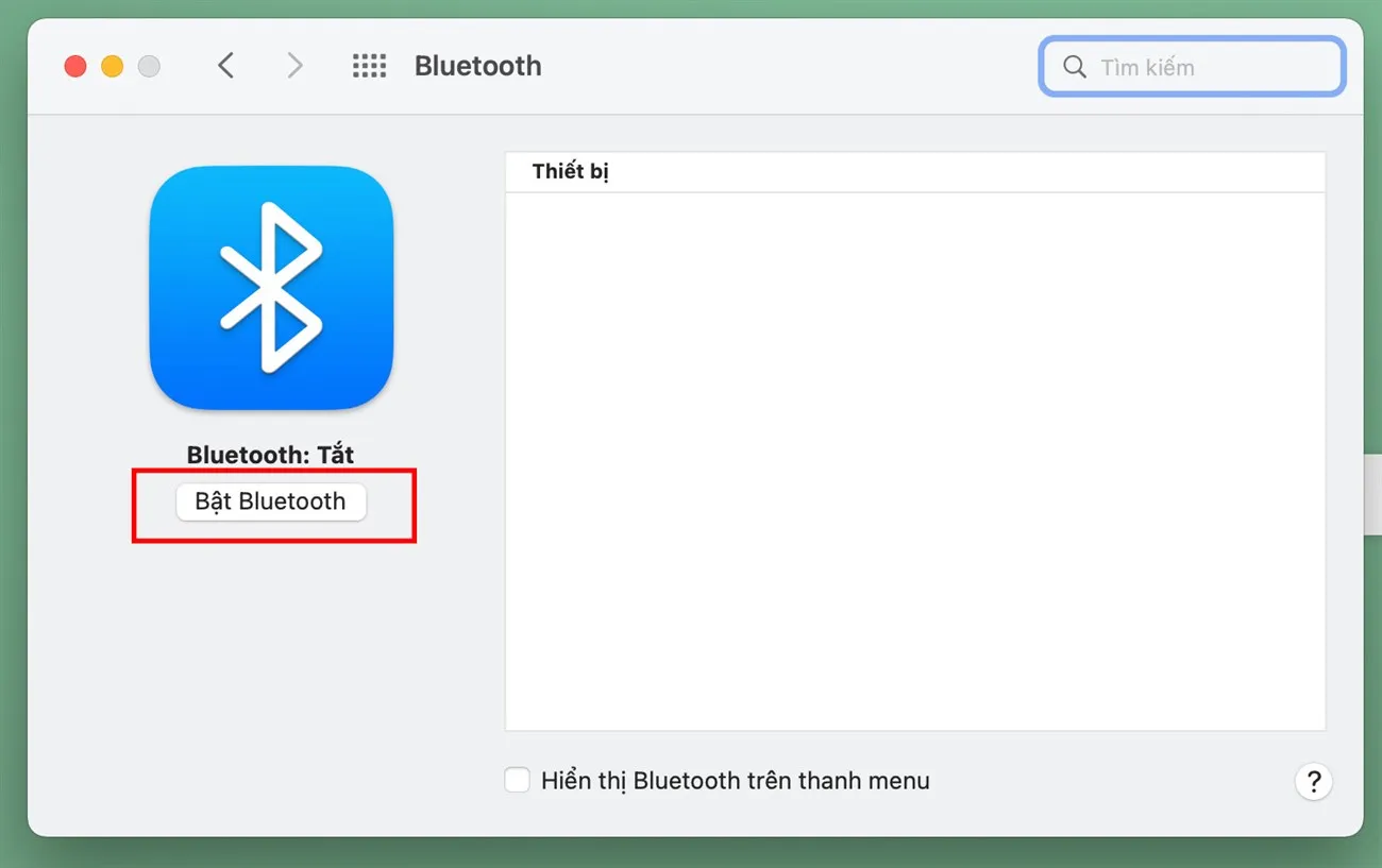 Cửa sổ Bluetooth hiển thị các thiết bị đã kết nối và khả dụng
