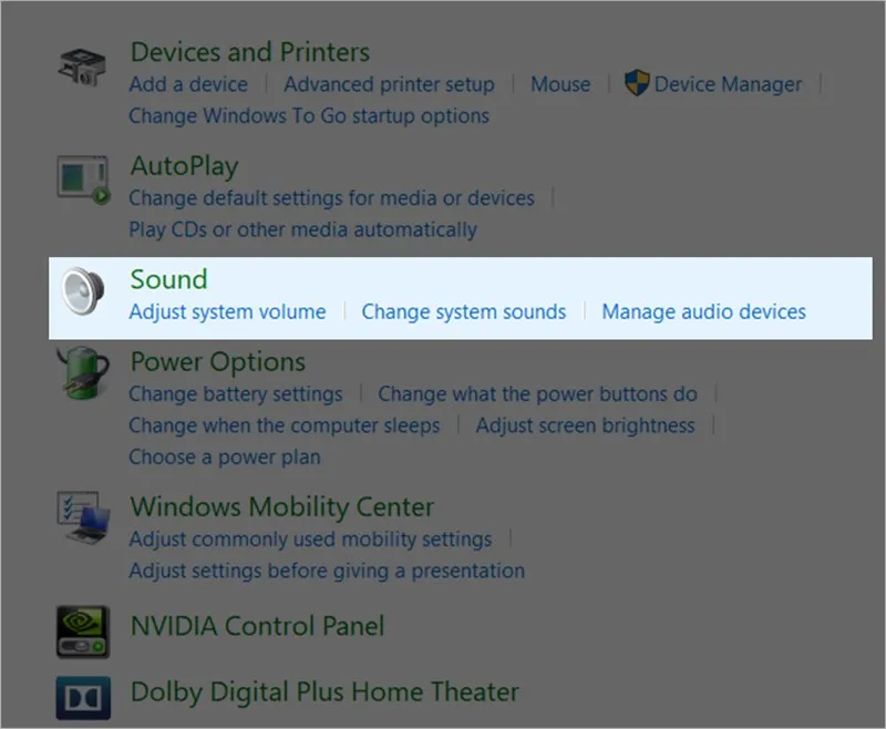 Hình ảnh minh họa chọn âm thanh từ phần cứng và âm thanh
