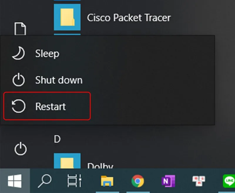 Hình ảnh minh họa các bước khởi động lại máy tính Windows để khắc phục sự cố âm thanh