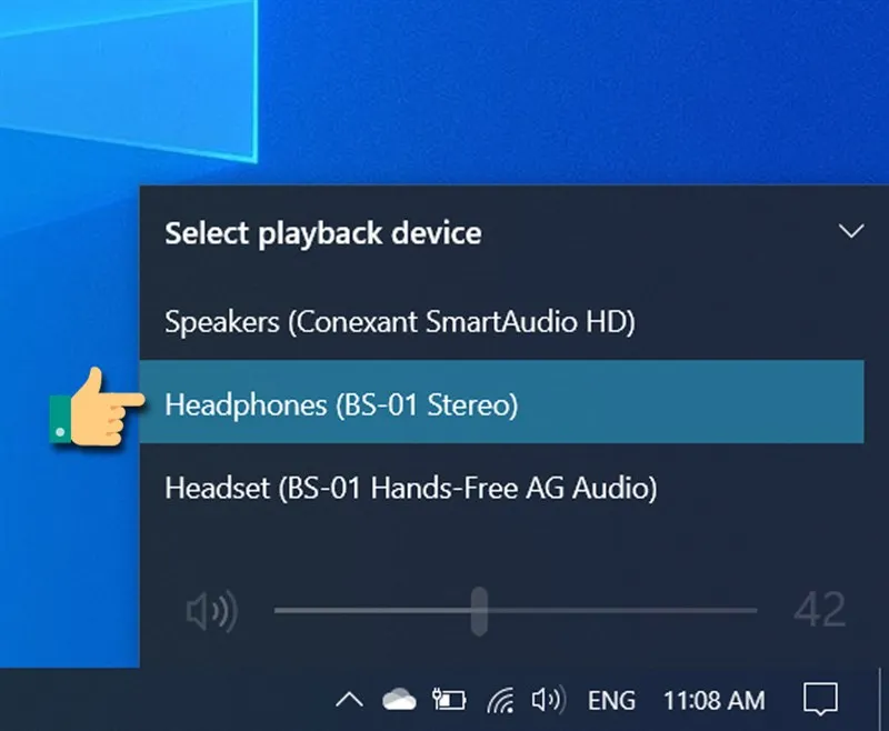 Hình ảnh minh họa cách chọn thiết bị kết nối âm thanh trong danh sách