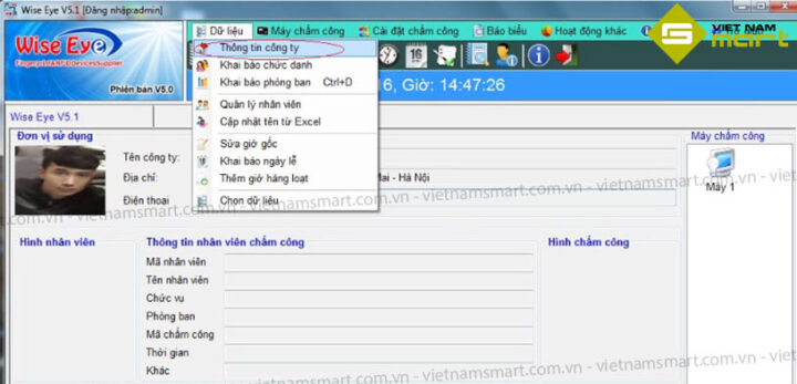 Chọn mục thông tin công ty