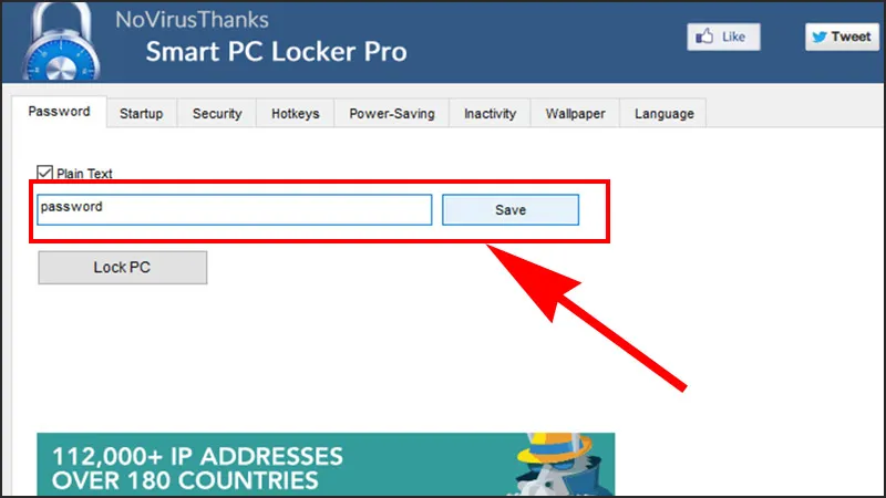 Điền mật khẩu và lưu lại trong Smart PC Locker Pro