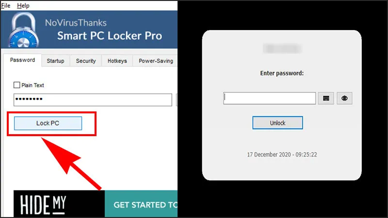 Chọn Lock PC để khóa màn hình máy tính với Smart PC Locker Pro