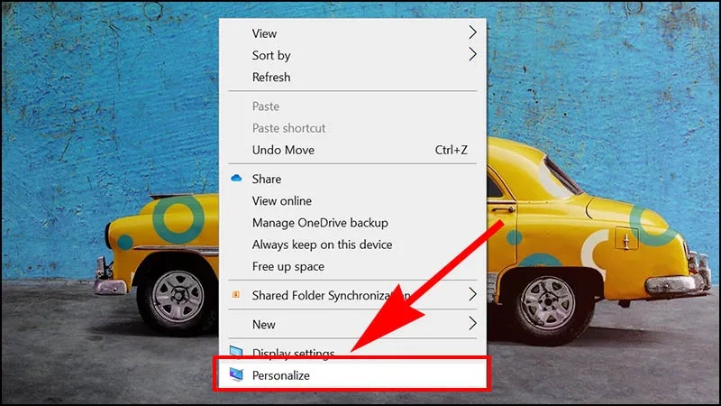 Nhấn chọn Personalize để truy cập cài đặt cá nhân hóa trên Windows 7