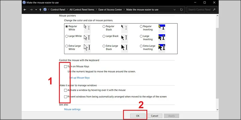 Bỏ chọn các tính năng lọc phím để khôi phục bàn phím máy tính