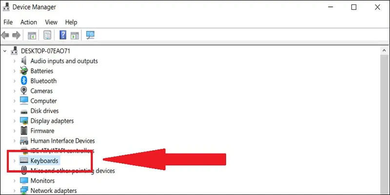 Hiển thị danh sách bàn phím đang kết nối với máy tính