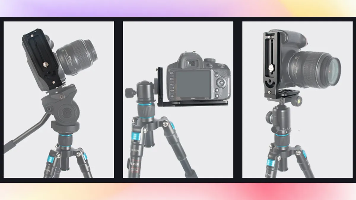 Cách gắn khung chữ L vào máy ảnh, giúp thay đổi góc chụp nhanh chóng khi sử dụng chân máy