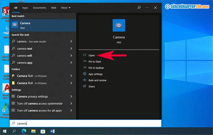 Hướng dẫn cách mở máy ảnh trên máy tính Windows từ menu Start