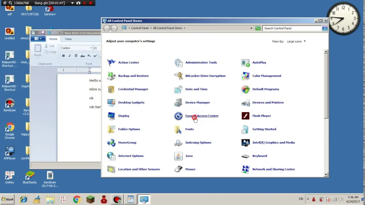 Màn hình "Make the keyboard easier to use" trong Ease of Access Center của Windows, hướng dẫn cách mở khóa bàn phím