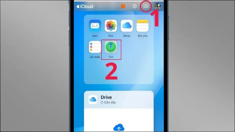 Chọn mục Tìm thiết bị trên iCloud để quản lý iPhone 6