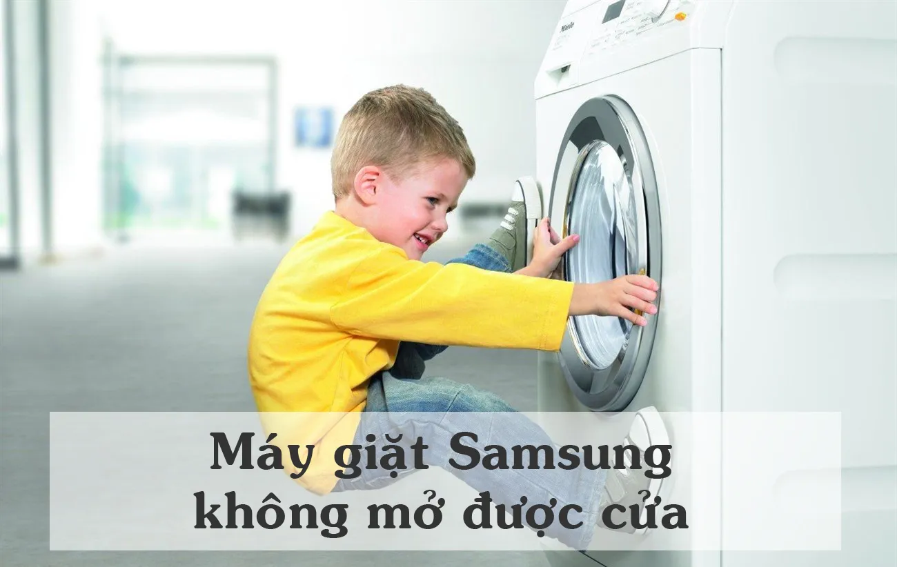 Hình ảnh minh họa máy giặt Samsung đang bị khóa cửa, cần biết cách mở khóa cửa máy giặt samsung an toàn.
