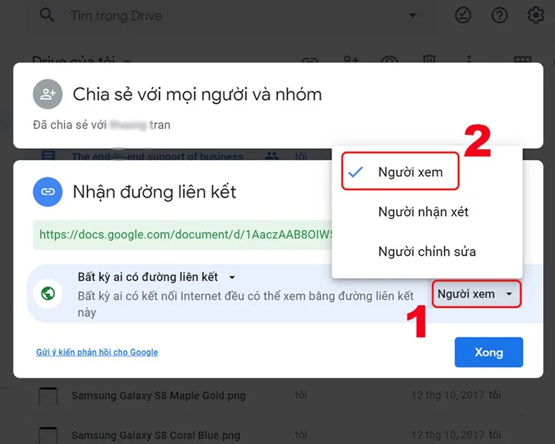 Thiết lập quyền &quot;Người xem&quot; cho liên kết chia sẻ công khai trên Google Drive