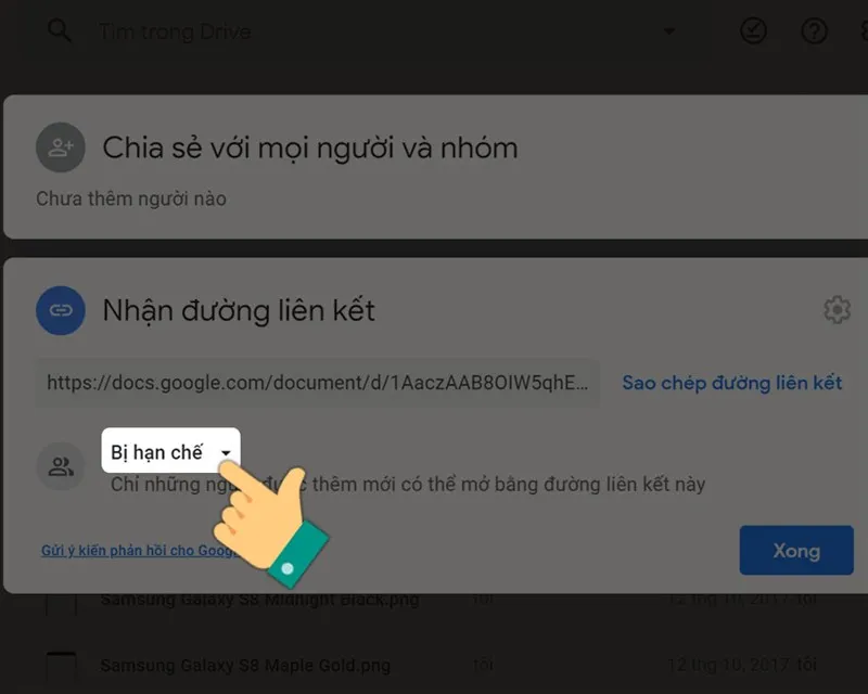 Thiết lập quyền truy cập &quot;Bị hạn chế&quot; cho file trên Google Drive trên máy tính