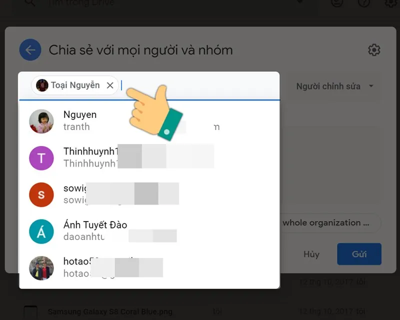 Thêm địa chỉ email người cụ thể để cấp quyền truy cập khi mở Google Drive