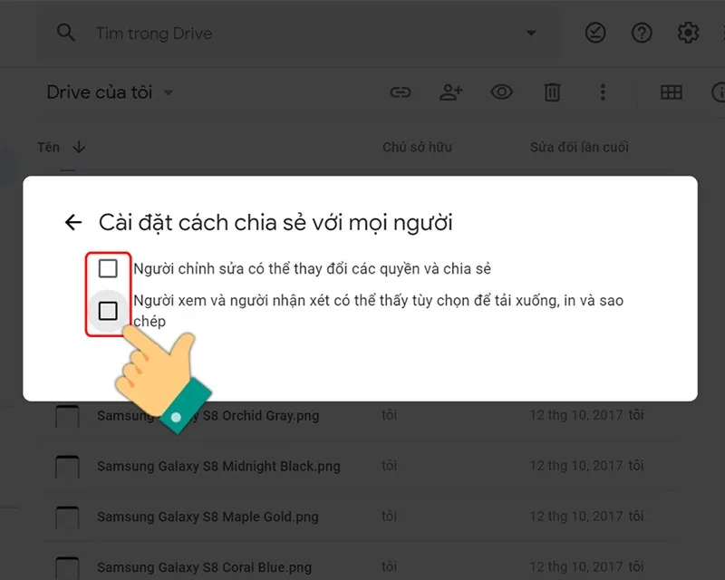 Tắt các quyền cho tính năng chia sẻ để tăng bảo mật khi mở Google Drive