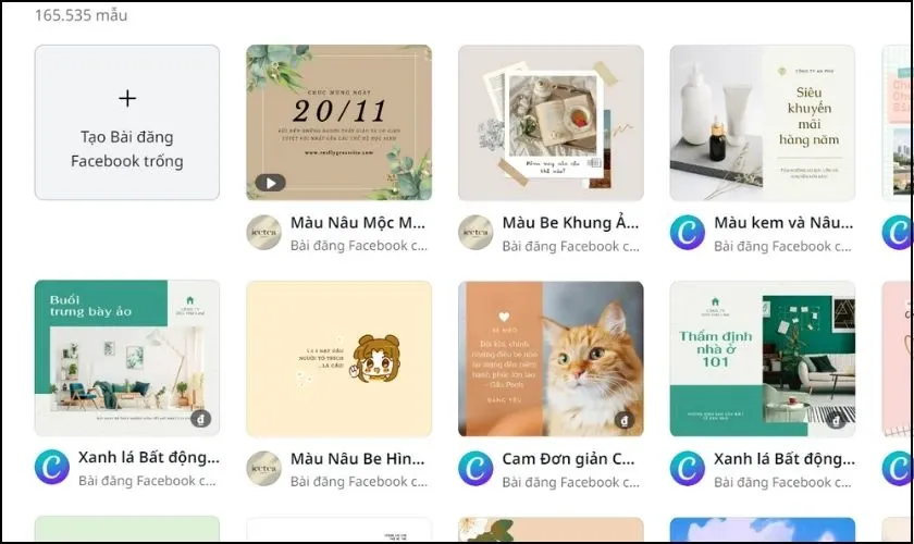 cách sử dụng canva trên máy tính chọn mẫu thiết kế