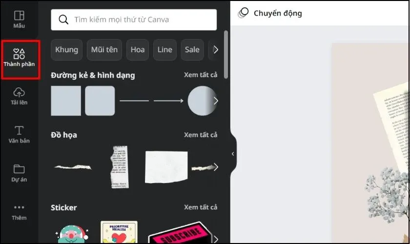 cách sử dụng canva trên máy tính để thêm thành phần