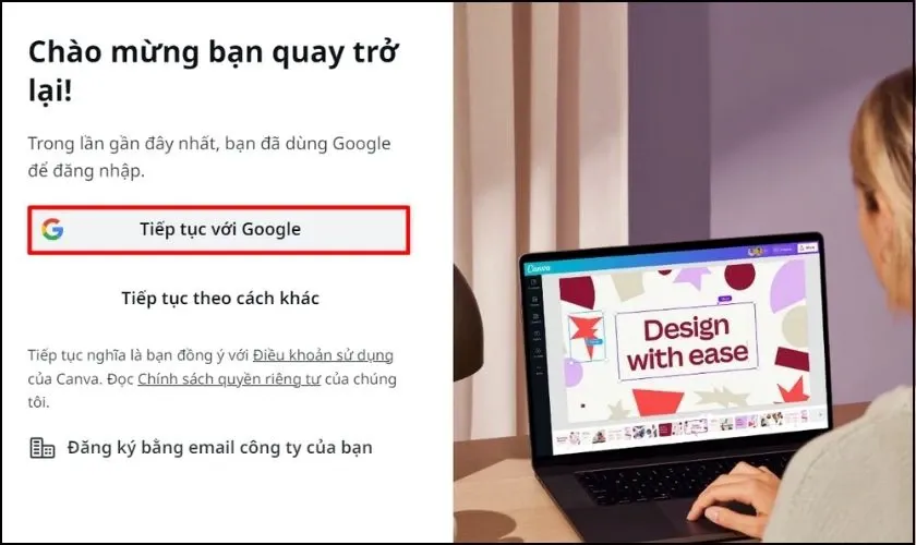 cách sử dụng canva trên máy tính qua tài khoản Google