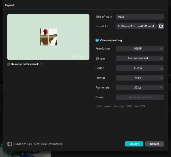 Cài đặt xuất video và chất lượng trong CapCut