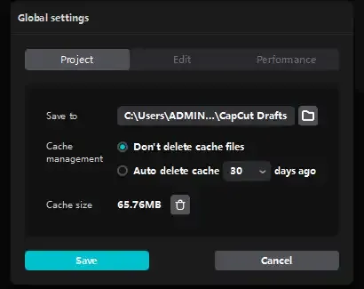 Cài đặt Global Settings của CapCut