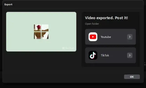 Tùy chọn sau khi xuất video CapCut