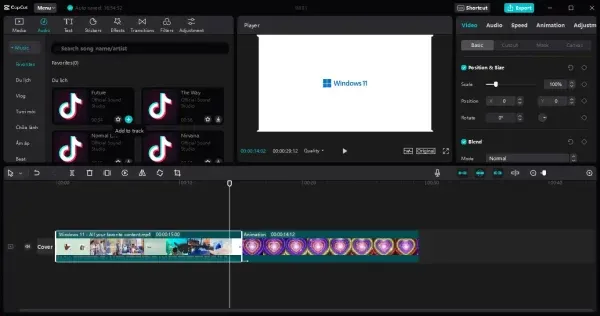 Thêm âm thanh và nhạc nền vào video CapCut