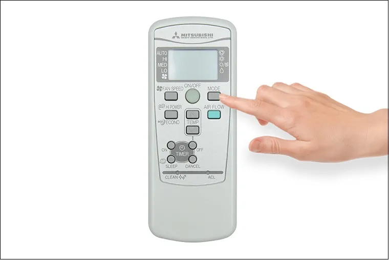Chọn chế độ vận hành cho máy lạnh Mitsubishi bằng nút MODE