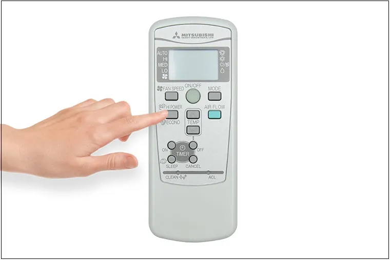 Chế độ HI POWER/ECONO trên remote máy lạnh Mitsubishi