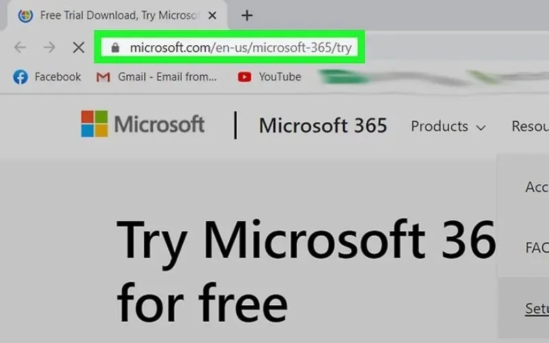 Lựa chọn dùng thử Excel miễn phí 1 tháng trong gói Office 365 trên máy tính