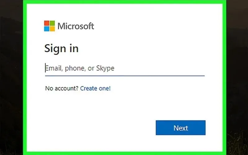 Màn hình đăng nhập tài khoản Microsoft để kích hoạt bản dùng thử và bắt đầu sử dụng Excel