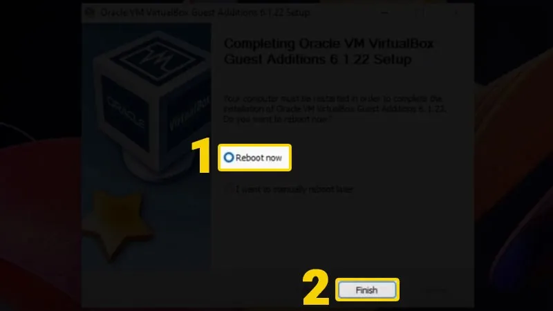 Tiến hành Reboot Now