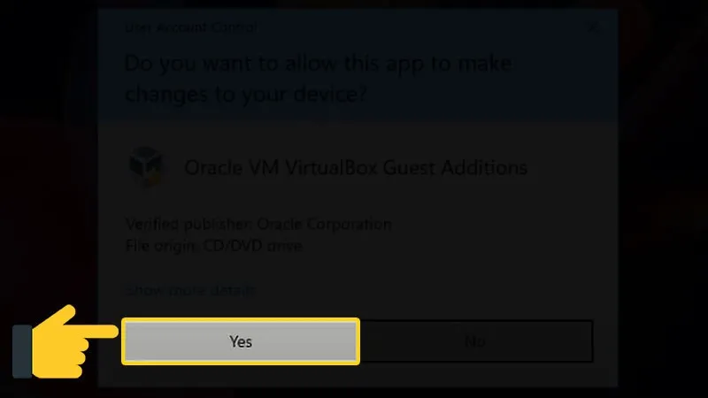Chọn Yes để tiếp tục