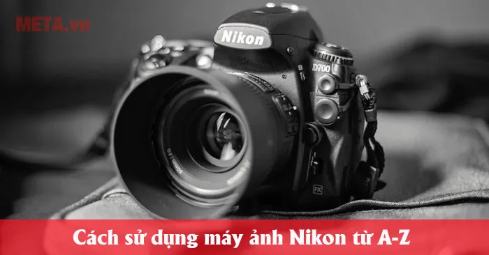 Tổng quan máy ảnh Nikon, thể hiện các nút và màn hình
