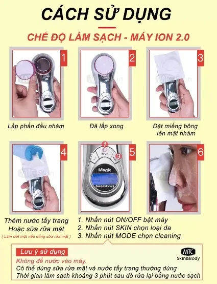 Mô tả chế độ làm sạch của máy điện di MTC Skin&amp;Body