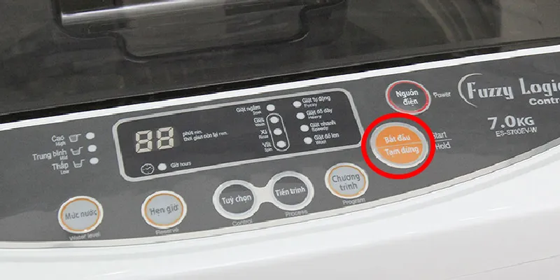 Nút Start Pause để bắt đầu hoặc tạm dừng chương trình giặt trên máy Sharp 10kg
