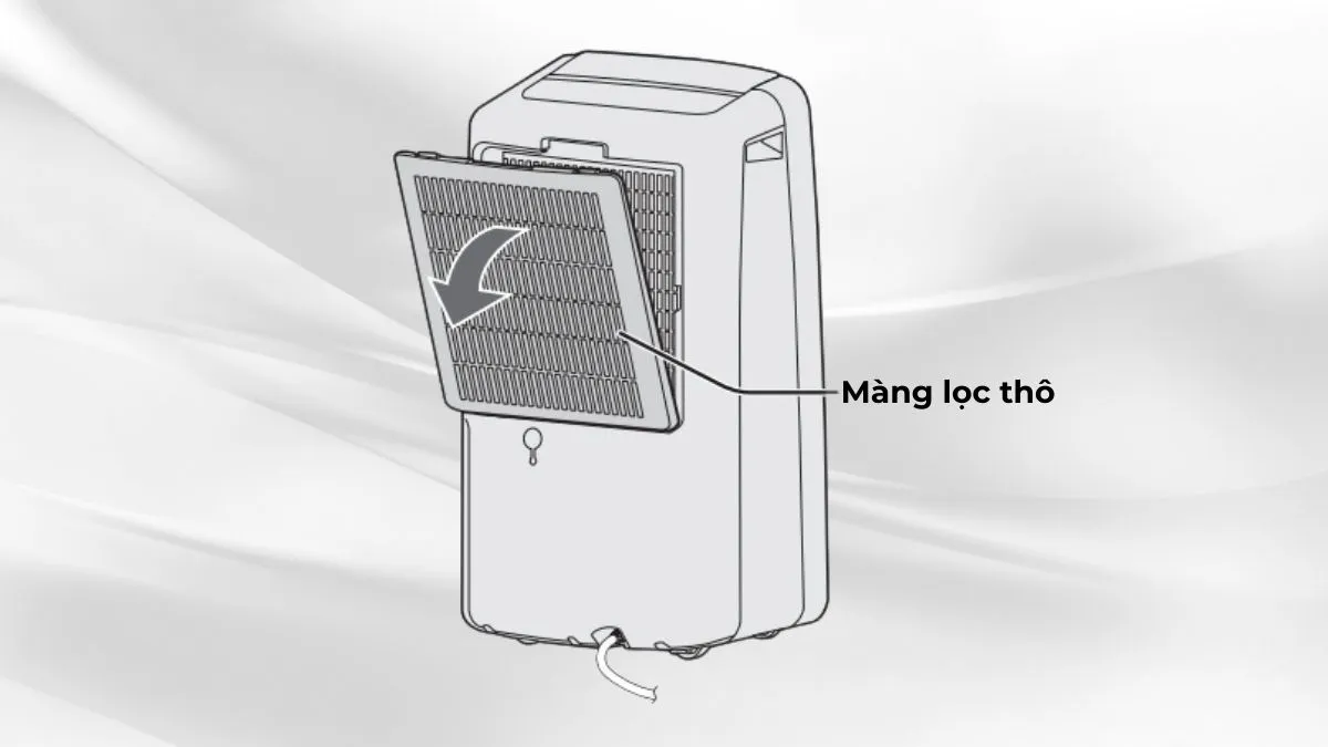 Tháo màng lọc thô của máy.